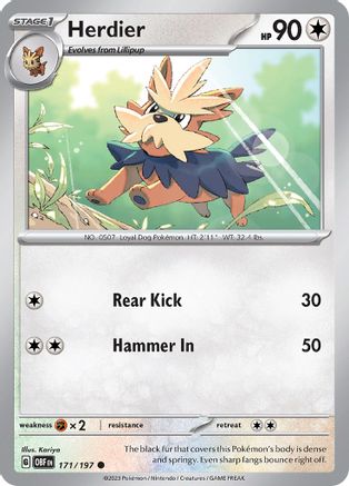 Herdier - 171/197  - Reverse Holofoil SV03 Obsidian Flames - Common