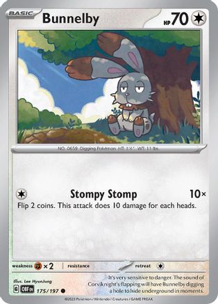 Bunnelby - 175/197  - Reverse Holofoil SV03 Obsidian Flames - Common