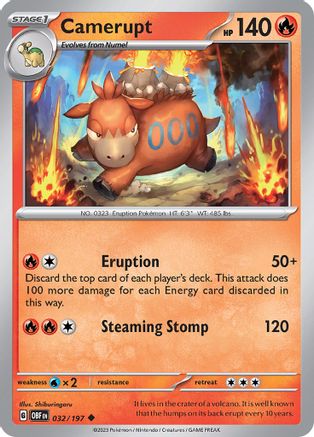 Camerupt - 032/197  SV03 Obsidian Flames - Uncommon