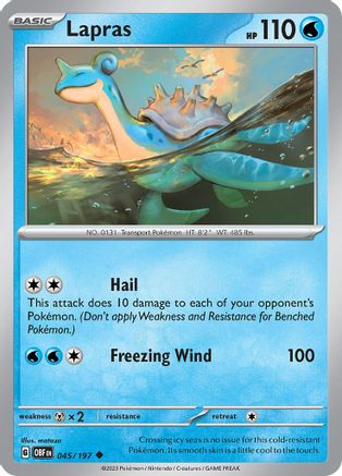 Lapras - 045/197  - Reverse Holofoil SV03 Obsidian Flames - Uncommon