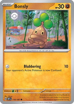 Bonsly - 110/197  - Reverse Holofoil SV03 Obsidian Flames - Common