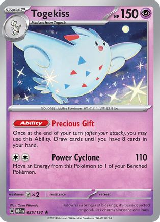 Togekiss - 085/197  - Reverse Holofoil SV03 Obsidian Flames - Rare