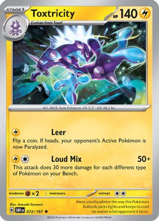 Toxtricity - 072/197  - Reverse Holofoil SV03 Obsidian Flames - Rare