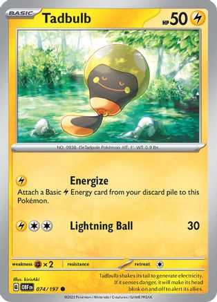 Tadbulb 074/197 - 074/197  - Reverse Holofoil SV03 Obsidian Flames - Common