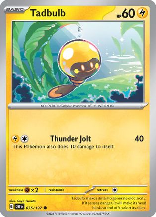 Tadbulb 075/197 - 075/197  - Reverse Holofoil SV03 Obsidian Flames - Common