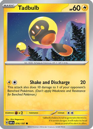 Tadbulb 076/197 - 076/197  - Reverse Holofoil SV03 Obsidian Flames - Common