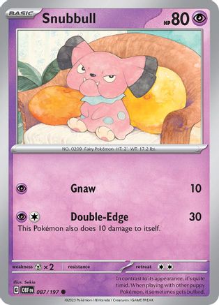 Snubbull - 087/197  - Reverse Holofoil SV03 Obsidian Flames - Common