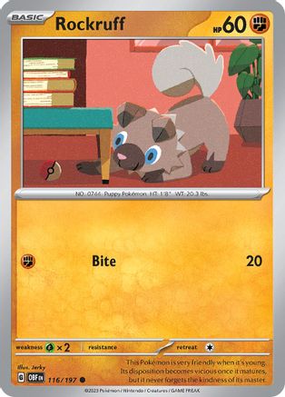 Rockruff - 116/197  - Reverse Holofoil SV03 Obsidian Flames - Common
