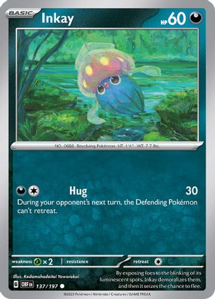 Inkay - 137/197  - Reverse Holofoil SV03 Obsidian Flames - Common