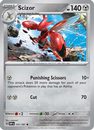 Scizor - 141/197  - Reverse Holofoil SV03 Obsidian Flames - Rare