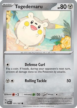 Togedemaru - 151/197  - Reverse Holofoil SV03 Obsidian Flames - Common