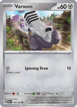 Varoom - 154/197  - Reverse Holofoil SV03 Obsidian Flames - Common