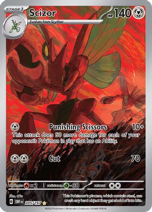Scizor - 205/197  - Holofoil SV03 Obsidian Flames - Illustration Rare