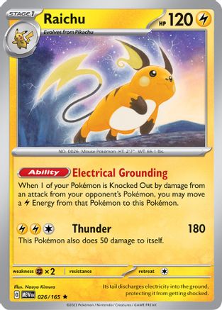 Raichu - 026/165  - Holofoil SV Scarlet & Violet 151 - Rare