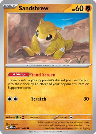 Sandshrew - 027/165  - Reverse Holofoil SV Scarlet & Violet 151 - Common