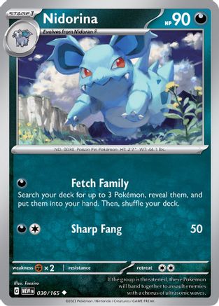 Nidorina - 030/165  - Reverse Holofoil SV Scarlet & Violet 151 - Uncommon