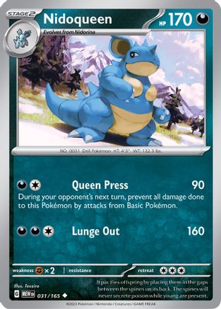 Nidoqueen - 031/165  - Reverse Holofoil SV Scarlet & Violet 151 - Uncommon