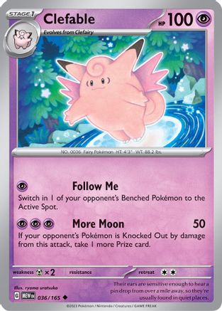 Clefable - 036/165  - Reverse Holofoil SV Scarlet & Violet 151 - Uncommon