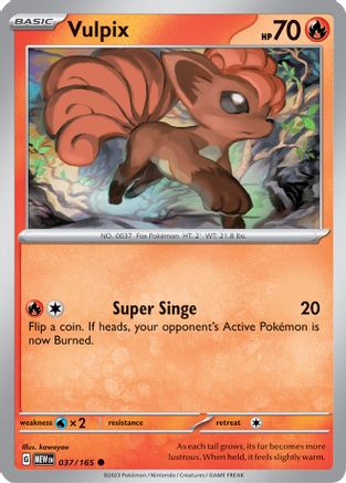 Vulpix - 037/165  - Reverse Holofoil SV Scarlet & Violet 151 - Common