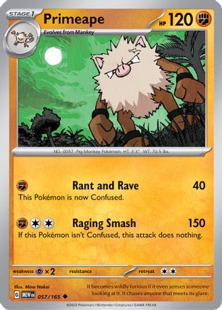 Primeape - 057/165  - Reverse Holofoil SV Scarlet & Violet 151 - Uncommon