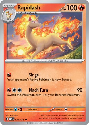 Rapidash - 078/165  - Reverse Holofoil SV Scarlet & Violet 151 - Uncommon
