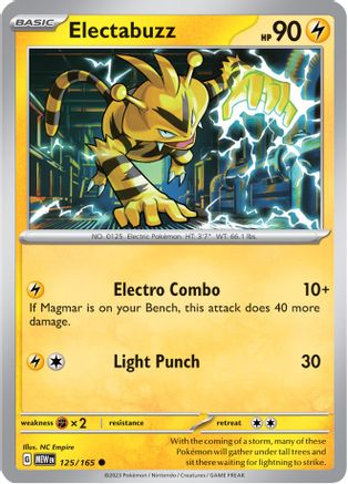 Electabuzz - 125/165  - Reverse Holofoil SV Scarlet & Violet 151 - Common