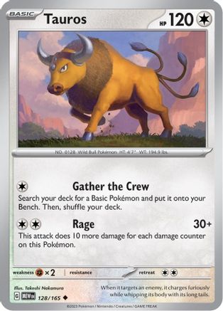 Tauros - 128/165  - Reverse Holofoil SV Scarlet & Violet 151 - Uncommon