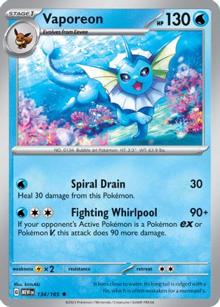 Vaporeon - 134/165  - Holofoil SV Scarlet & Violet 151 - Rare