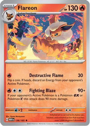 Flareon - 136/165  - Reverse Holofoil SV Scarlet & Violet 151 - Rare
