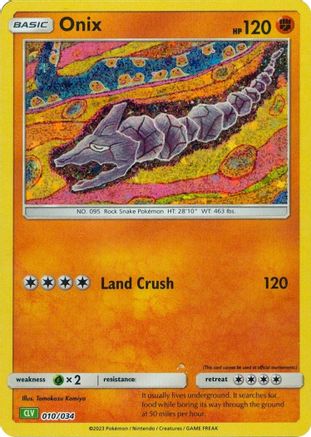 Onix - 010/034  - Holofoil Trading Card Game Classic - Classic Collection