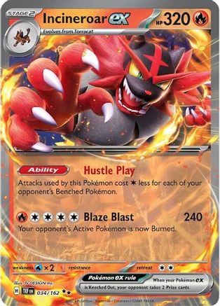 Incineroar ex - 034/162  - Holofoil SV05 Temporal Forces - Double Rare