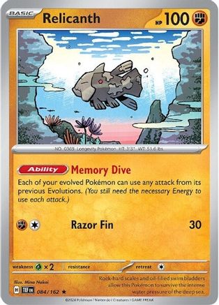 Relicanth - 084/162  - Reverse Holofoil SV05 Temporal Forces - Rare