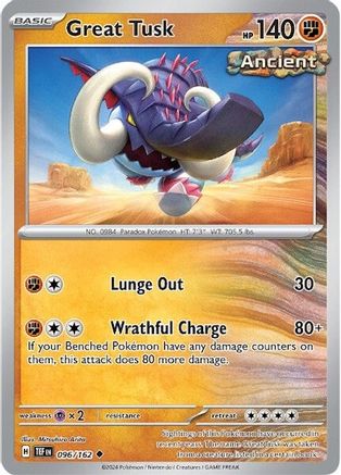 Great Tusk - 096/162  - Reverse Holofoil SV05 Temporal Forces - Uncommon