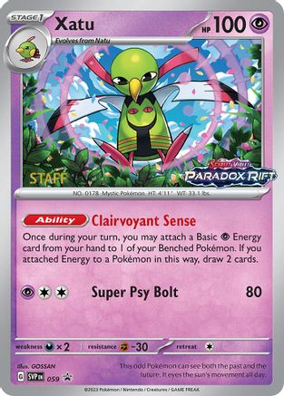 Xatu - 059 (Prerelease) [Staff] - 059  - Holofoil SV Scarlet & Violet Promo Cards - Promo