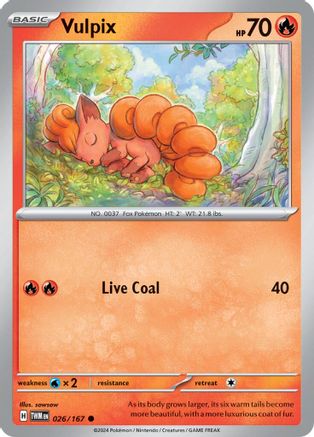 Vulpix - 026/167  - Reverse Holofoil SV06 Twilight Masquerade - Common