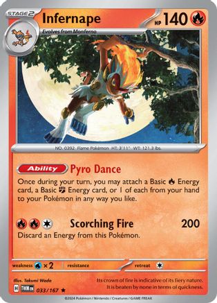 Infernape - 033/167  - Reverse Holofoil SV06 Twilight Masquerade - Rare