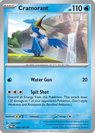 Cramorant - 058/167  - Reverse Holofoil SV06 Twilight Masquerade - Uncommon