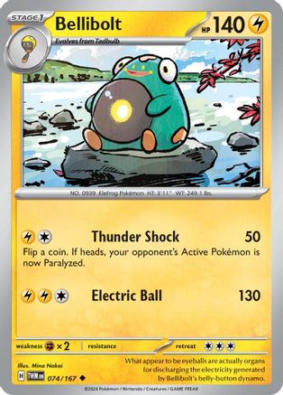 Bellibolt - 074/167  - Reverse Holofoil SV06 Twilight Masquerade - Uncommon