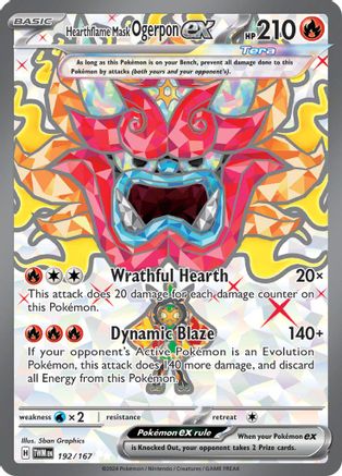 Hearthflame Mask Ogerpon ex - 192/167  - Holofoil SV06 Twilight Masquerade - Ultra Rare