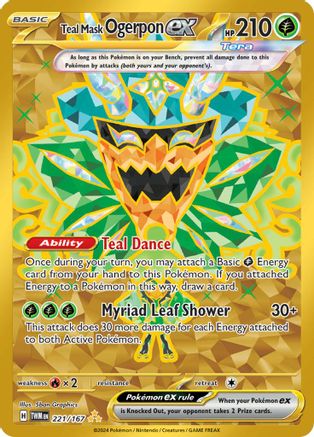 Teal Mask Ogerpon ex - 221/167  - Holofoil SV06 Twilight Masquerade - Hyper Rare