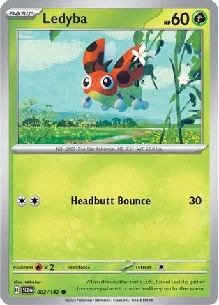 Ledyba - 002/142  - Reverse Holofoil SV07 Stellar Crown - Common