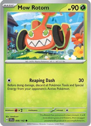 Mow Rotom - 008/142  - Reverse Holofoil SV07 Stellar Crown - Common