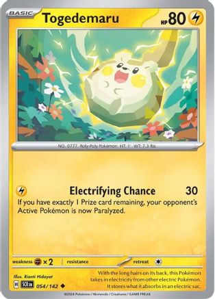 Togedemaru - 054/142  - Reverse Holofoil SV07 Stellar Crown - Uncommon