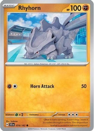 Rhyhorn - 074/142  - Reverse Holofoil SV07 Stellar Crown - Common