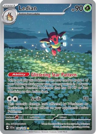 Ledian - 144/142  - Holofoil SV07 Stellar Crown - Illustration Rare