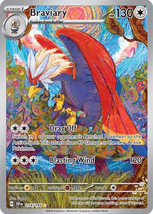 Braviary - 214/191  - Holofoil SV08 Surging Sparks - Illustration Rare