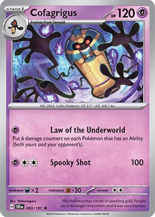 Cofagrigus - 083/191  - Reverse Holofoil SV08 Surging Sparks - Rare
