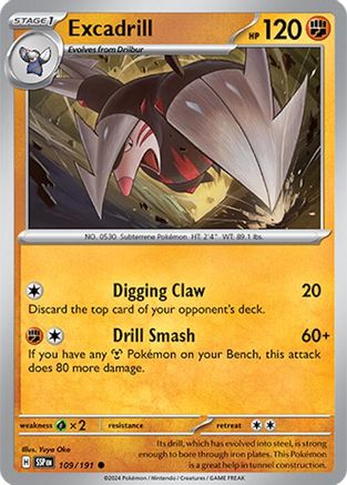 Excadrill - 109/191  - Reverse Holofoil SV08 Surging Sparks - Common