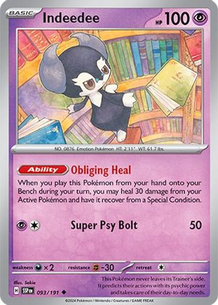 Indeedee - 093/191  - Reverse Holofoil SV08 Surging Sparks - Uncommon