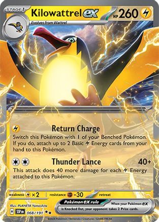 Kilowattrel ex - 068/191  - Holofoil SV08 Surging Sparks - Double Rare